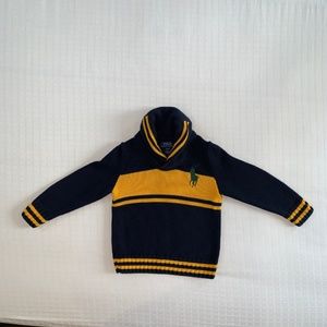 Polo Ralph Lauren Gold Navy Blue Thick Warm Sweater 3T Classic Preppy